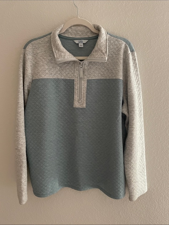 Carter's Tops - Carter's Quilted Half-Zip Pullover - Sage Green & Light Gray